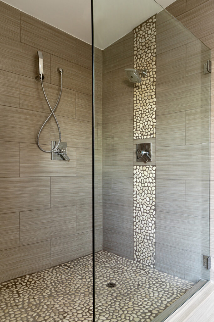 Porcelain tile shower enclosure