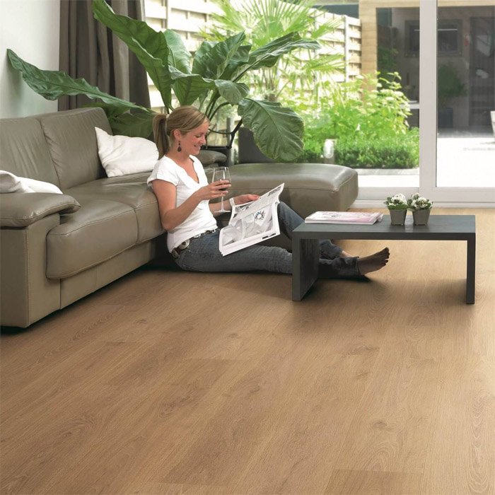 Living room scene with laminate flooring